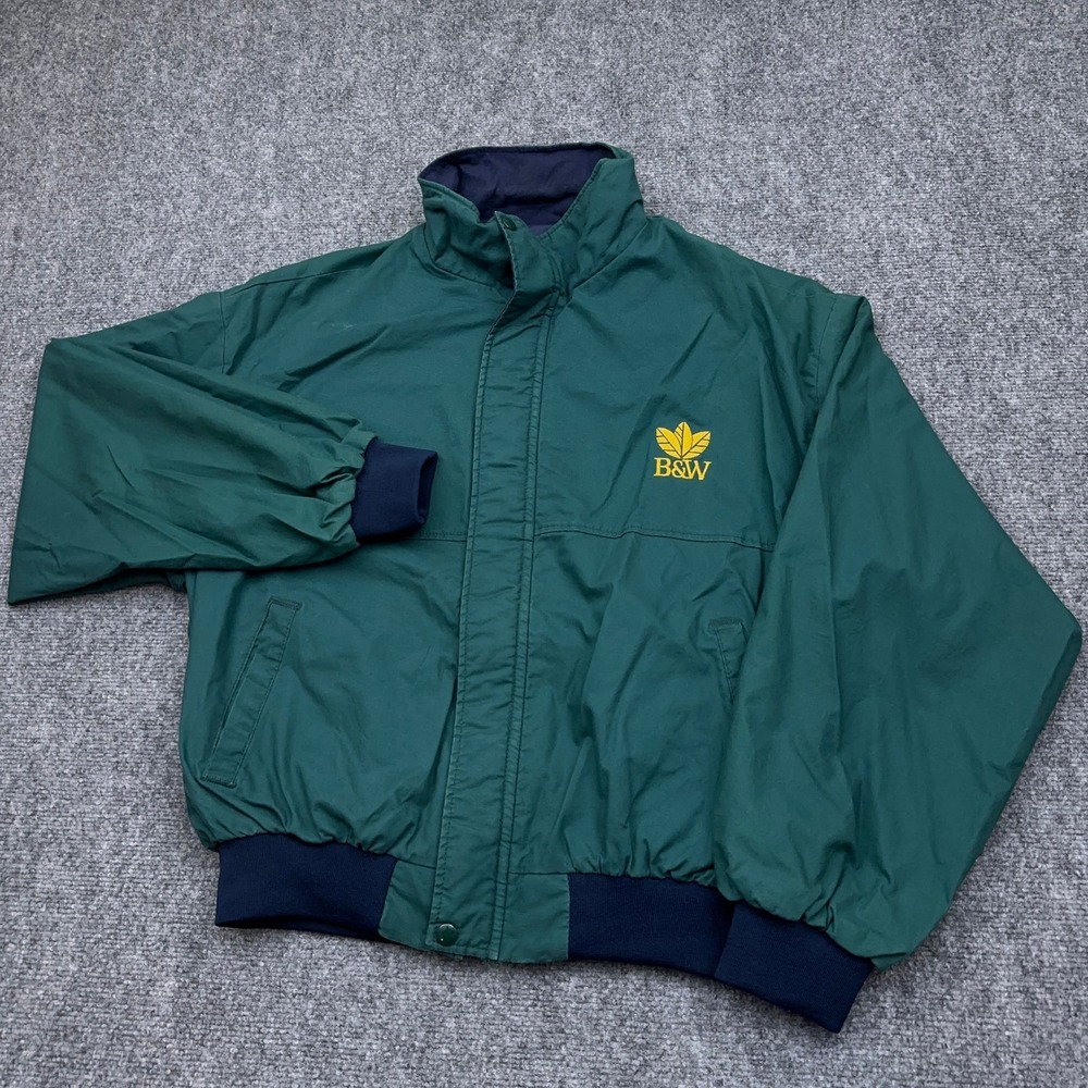 Vintage 90s Bomber Jacket Men's L Green Brown & Williamson Tobacco Holloway USA